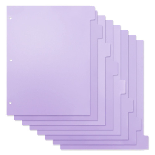 3 Ring Binder Dividers with 8 Tabs, Sturdy Plastic Tab Dividers, Insertable Purple Notebook Planner Dividers for Binders