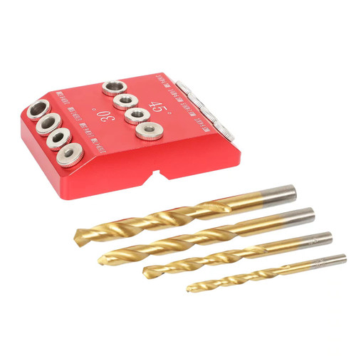 Boloniprod 30 45 90 Degree Angle 4 Sizes Drill Hole Guide Jig for Angled and Straight Hole, Deck Cable Railing Lag Screw Drilling Template Block for Horizontal Cable Wood Post,Stair Wire Handrail