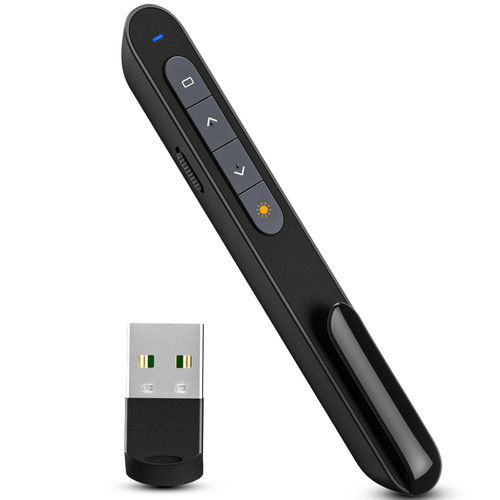 NinjaABXY Presentation Clicker, Wireless Presenter with Red Light Pointer, Clicker for Powerpoint Presentations RF 2.4GHz USB Presenter Remote Google Slide Advancer with Hyperlink Volume Control
