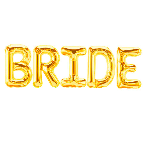 Letter Balloons - BRIDE 16" Inch Alphabet Letters Foil Mylar Balloon Bachelorette Party Banner (Gold)