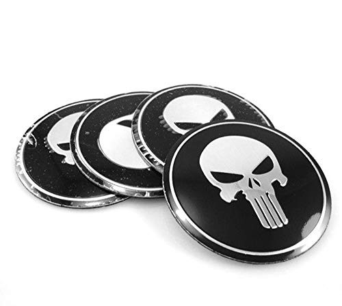56.5mm Emblem Badge Sticker Wheel Hub Caps Centre Cover SKULL for Punisher War Zone 4pcs