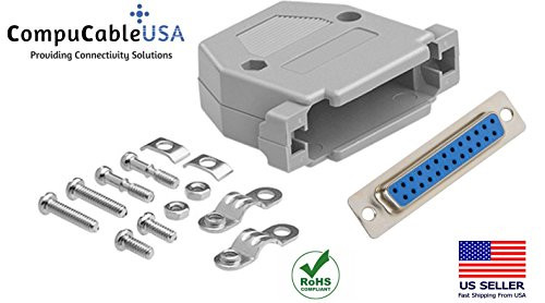 CompuCablePlusUSA.com Best DB25 Female Solder Cup Connector Kit With DB25 Plastic Hood Best Complete DB25 Female Solder Type set Fix/Make/Assembly your own DB25 Cable