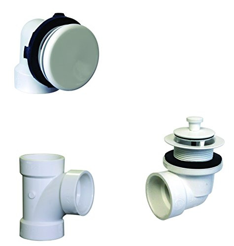 Westbrass Illusionary Overflow, Sch. 40 PVC Plumbers Pack with Lift and Turn Bath Drain, Powder Coat White, D594PHRK-50