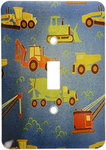 3dRose LLC lsp_35305_1 Little Green Yellow Orange Trucks On Blue, Single Toggle Switch