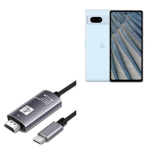 BoxWave Cable Compatible with Google Pixel 7a - SmartDisplay Cable - USB Type-C to HDMI (6 ft), USB C/HDMI Cable for Google Pixel 7a - Jet Black