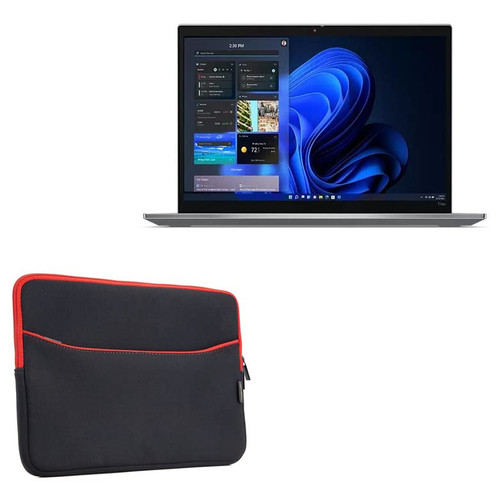 BoxWave Case Compatible with Lenovo ThinkPad T14s (21BR) - SoftSuit with Pocket, Soft Pouch Neoprene Cover Sleeve Zipper Pocket for Lenovo ThinkPad T14s (21BR) - Jet Black with Red Trim