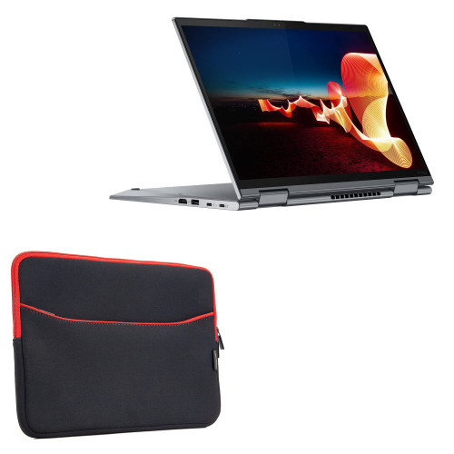 BoxWave Case Compatible with Lenovo ThinkPad X1 Yoga (21CD) - SoftSuit with Pocket, Soft Pouch Neoprene Cover Sleeve Zipper Pocket for Lenovo ThinkPad X1 Yoga (21CD) - Jet Black with Red Trim