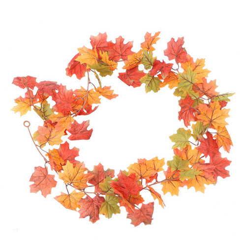 BESTOYARD Outdoor Table Decor Fall Garland Maple Leaf Artificial Autumn Foliage Garland Hanging Vine Garland Thanksgiving Halloween Wall Door Fireplace Decor for Home Garden Fall Table Decor