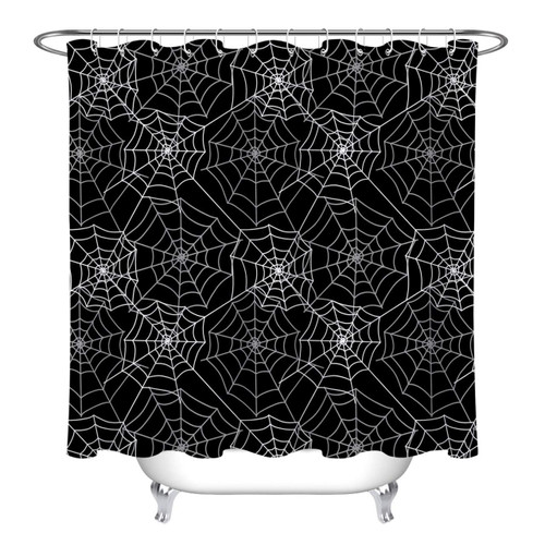 LB Funny Halloween Shower Curtains for Bathroom Spider Web Black Grey Shower Curtain with Hooks,72x78 inch Extra Long Polyester Fabric Waterproof