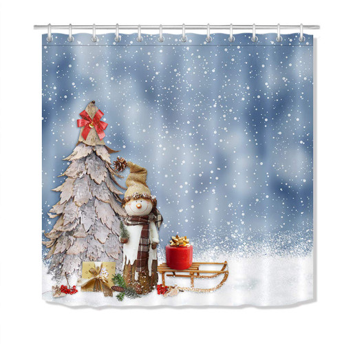 LB Winter Snowman Shower Curtains for Bathroom,Wood Tree Snowflake Christmas Theme Shower Curtain Set with Hooks,72x78 inch Extra Long Polyester Fabric Waterproof LB Winter Snowman Shower Curtains for Bathroom,Wood Tree Snowflake Christmas Theme Shower Curtain Set with Hooks,72x78 inch Extra Long Polyester Fabric Waterproof