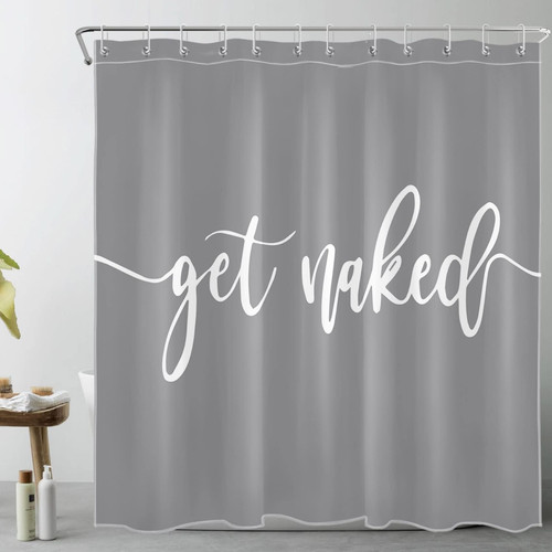 LB Get Naked Shower Curtain Funny Quotes Words Grey and White Shower Curtains for Bathroom with Hooks 72x78 inch Polyester Fabric Bathroom Decoration Bath Curtains LB Get Naked Shower Curtain Funny Quotes Words Grey and White Shower Curtains for Bathroom with Hooks 72x78 inch Polyester Fabric Bathroom Decoration Bath Curtains