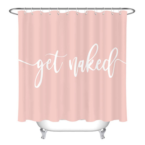 LB Get Naked Shower Curtains for Bathroom Funny Quotes White Words Pink Shower Curtain Set with Hooks 72x78 inch Waterproof Polyester Fabric Bathroom Decorations LB Get Naked Shower Curtains for Bathroom Funny Quotes White Words Pink Shower Curtain Set with Hooks 72x78 inch Waterproof Polyester Fabric Bathroom Decorations