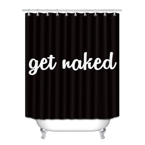 LB Funny Quotes Get Naked Shower Curtain White Words Modern Fashion Black Shower Curtains for Bathroom Decorations with Hooks 60x72 inch Waterproof Polyester Fabric LB Funny Quotes Get Naked Shower Curtain White Words Modern Fashion Black Shower Curtains for Bathroom Decorations with Hooks 60x72 inch Waterproof Polyester Fabric