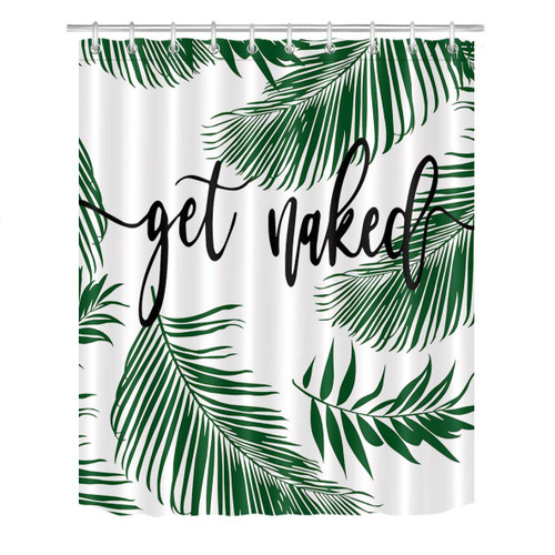 LB Palm Leaf Get Naked Shower Curtain Funny Quotes Black Font Print on Tropical Green Leaf Shower Curtains for Bathroom with Hooks 60x72 inch Waterproof Polyester Fabric Bathroom Decorations LB Palm Leaf Get Naked Shower Curtain Funny Quotes Black Font Print on Tropical Green Leaf Shower Curtains for Bathroom with Hooks 60x72 inch Waterproof Polyester Fabric Bathroom Decorations