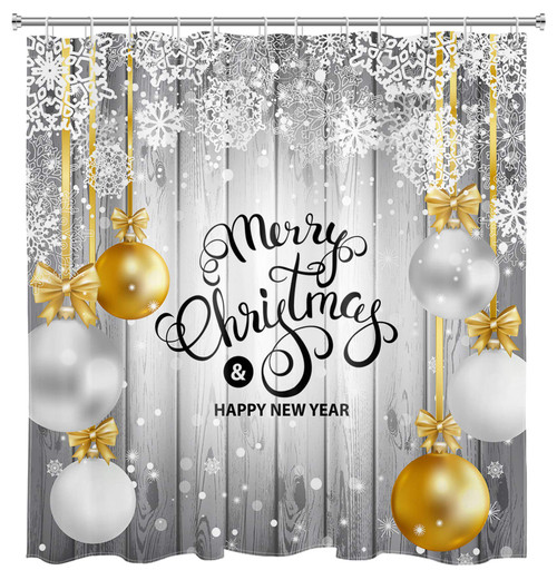 LB Christmas Balls Shower Curtains for Bathroom Winter Snowflake Rustic Grey Wood Plank Farmhouse Xmas Shower Curtain Set with Hooks Decoration 72x78 inch Waterproof Polyester Fabric LB Christmas Balls Shower Curtains for Bathroom Winter Snowflake Rustic Grey Wood Plank Farmhouse Xmas Shower Curtain Set with Hooks Decoration 72x78 inch Waterproof Polyester Fabric