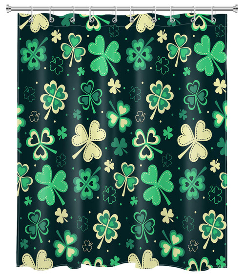 LB St. Patrick's Day Shower Curtain Set Clover Lucky Green Leaves Irish Shamrock Shower Curtains for Bathroom Decorations with Hooks 58x72 inch Waterproof Polyester Fabric