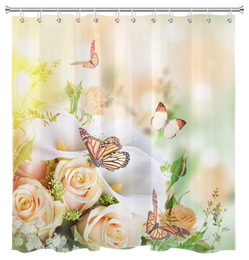 LB Flower Butterfly Shower Curtain Pink Rose Calla Lily Blossom Spring Floral Plant Botanical Shower Curtains for Bathroom Decor Set with Hooks 72x78 inch Extra Long Waterproof Polyester Fabric LB Flower Butterfly Shower Curtain Pink Rose Calla Lily Blossom Spring Floral Plant Botanical Shower Curtains for Bathroom Decor Set with Hooks 72x78 inch Extra Long Waterproof Polyester Fabric