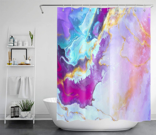 LB Purple Teal Blue Gold Marble Shower Curtain Crack Modern Luxury Abstract Marble Texture Shower Curtains for Bathroom Decor Set with Hooks 60x72 inch Waterproof Polyester Fabric LB Purple Teal Blue Gold Marble Shower Curtain Crack Modern Luxury Abstract Marble Texture Shower Curtains for Bathroom Decor Set with Hooks 60x72 inch Waterproof Polyester Fabric