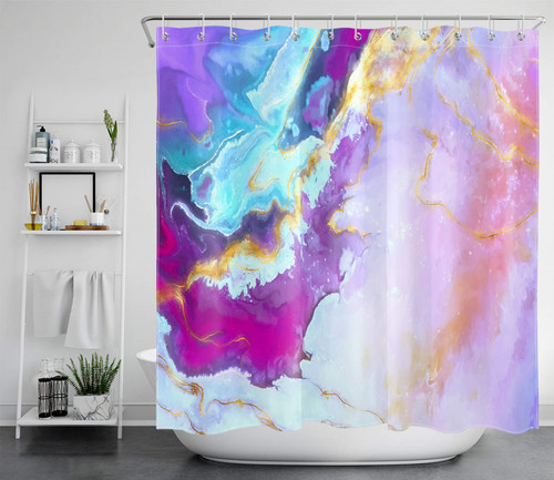 LB Purple Teal Blue Gold Marble Shower Curtain Crack Modern Luxury Abstract Marble Texture Shower Curtains for Bathroom Decor Set with Hooks 72x78 inch Extra Long Waterproof Polyester Fabric LB Purple Teal Blue Gold Marble Shower Curtain Crack Modern Luxury Abstract Marble Texture Shower Curtains for Bathroom Decor Set with Hooks 72x78 inch Extra Long Waterproof Polyester Fabric