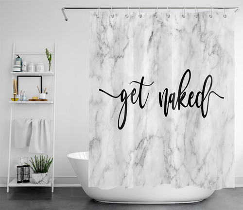LB Get Naked Marble Shower Curtain, Black and White Marble Texture Aesthetic Shower Curtain for Bathroom Modern Abstract Decorative Funny Quotes Bath Curtain with Hooks Polyester Fabric, 60X72 Inch LB Get Naked Marble Shower Curtain, Black and White Marble Texture Aesthetic Shower Curtain for Bathroom Modern Abstract Decorative Funny Quotes Bath Curtain with Hooks Polyester Fabric, 60X72 Inch