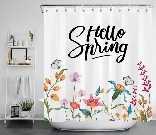 LB Floral Shower Curtain Colorful Wild Flowers Bloom in Spring Shower Curtains for Bathroom Butterfly Flying on Watercolor Plants Botanical White Fabric Bath Curtain Bathroom Bathtub Decor, 72X78 Inch LB Floral Shower Curtain Colorful Wild Flowers Bloom in Spring Shower Curtains for Bathroom Butterfly Flying on Watercolor Plants Botanical White Fabric Bath Curtain Bathroom Bathtub Decor, 72X78 Inch