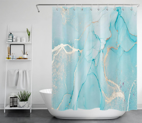 LB Teal Marble Shower Curtains for Bathroom Modern Art Abstract Shower Curtain Luxury Golden Lines Turquoise Texture Bath Curtain with Hooks Easy Care Waterproof Polyester Fabric, 60X72 inch LB Teal Marble Shower Curtains for Bathroom Modern Art Abstract Shower Curtain Luxury Golden Lines Turquoise Texture Bath Curtain with Hooks Easy Care Waterproof Polyester Fabric, 60X72 inch
