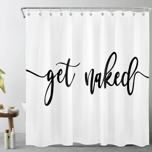 LB Get Naked Shower Curtain Funny Quotes Words Black and White Shower Curtains for Bathroom with Hooks 72x78 inch Polyester Fabric Bathroom Decoration Bath Curtains LB Get Naked Shower Curtain Funny Quotes Words Black and White Shower Curtains for Bathroom with Hooks 72x78 inch Polyester Fabric Bathroom Decoration Bath Curtains