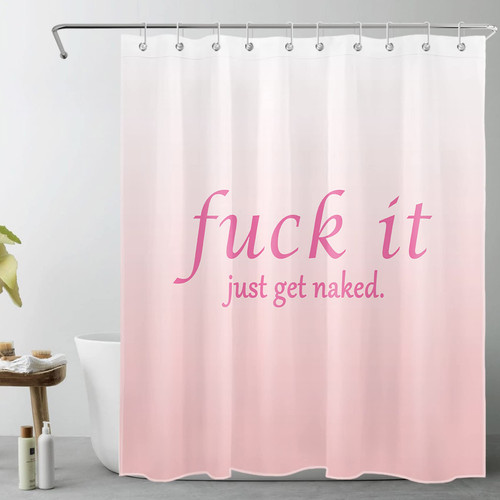 LB Fuck It Get Naked Shower Curtain Decor,Funny Quotes Ombre White and Pink Shower Curtains for Bathroom 60X72 inch Polyester Fabric Bathroom Decoration Bath Curtains Hooks Included LB Fuck It Get Naked Shower Curtain Decor,Funny Quotes Ombre White and Pink Shower Curtains for Bathroom 60X72 inch Polyester Fabric Bathroom Decoration Bath Curtains Hooks Included