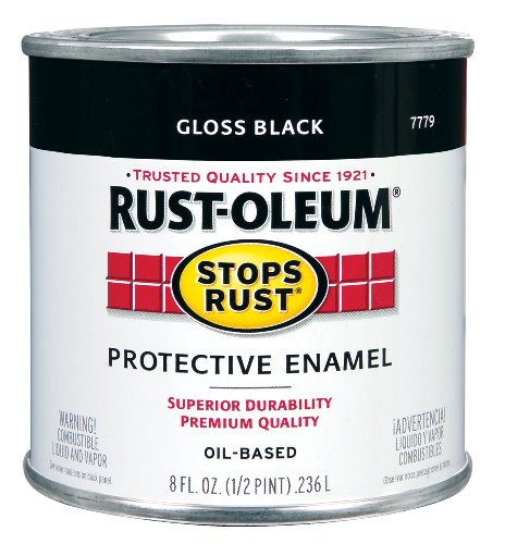 Rustoleum Stops Rust 7779 730 1/2 Pint High Gloss Black Protective Enamel Oil Base Paint