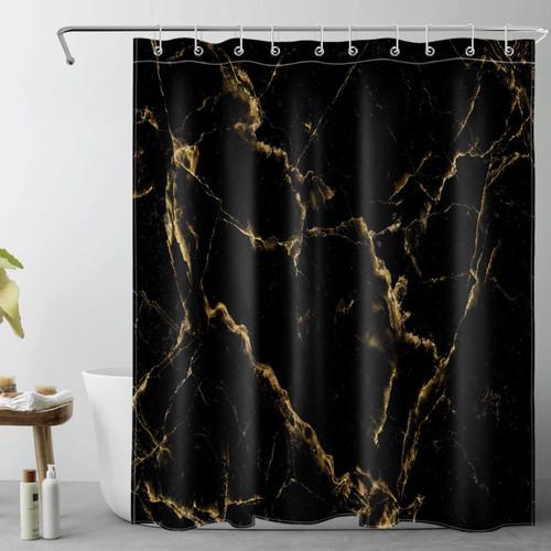 LB Modern Black Shower Curtain Decor, Black and Gold Marble Texture Geometric Abstract Shower Curtain for Bathroom 60X72 inch Polyester Fabric Bathroom Decoration Bath Curtains Hooks Included LB Modern Black Shower Curtain Decor, Black and Gold Marble Texture Geometric Abstract Shower Curtain for Bathroom 60X72 inch Polyester Fabric Bathroom Decoration Bath Curtains Hooks Included