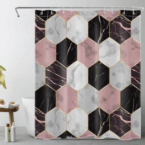 LB Pink and Black Marble Shower Curtain Decor,Modern Abstract Grey Marble Texture Geometric Shower Curtain for Bathroom 60X72 inch Polyester Fabric Bathroom Decoration Bath Curtains Hooks Included LB Pink and Black Marble Shower Curtain Decor,Modern Abstract Grey Marble Texture Geometric Shower Curtain for Bathroom 60X72 inch Polyester Fabric Bathroom Decoration Bath Curtains Hooks Included