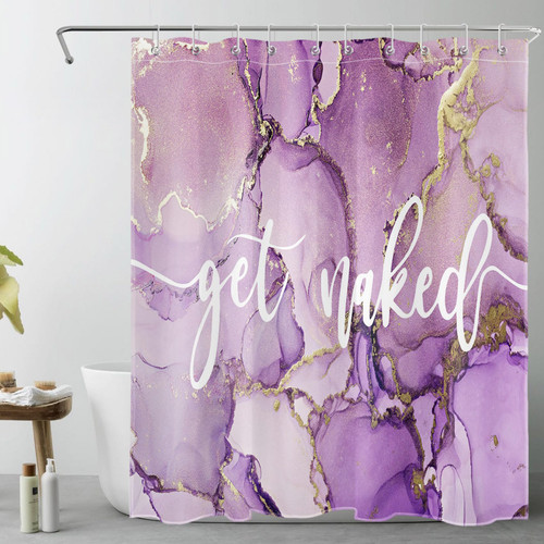 LB Modern Abstract Shower Curtain Decor, Get Naked Gold and Purple Marble Texture Shower Curtain for Bathroom 60X72 inch Polyester Fabric Bathroom Decoration Bath Curtains Hooks Included LB Modern Abstract Shower Curtain Decor, Get Naked Gold and Purple Marble Texture Shower Curtain for Bathroom 60X72 inch Polyester Fabric Bathroom Decoration Bath Curtains Hooks Included