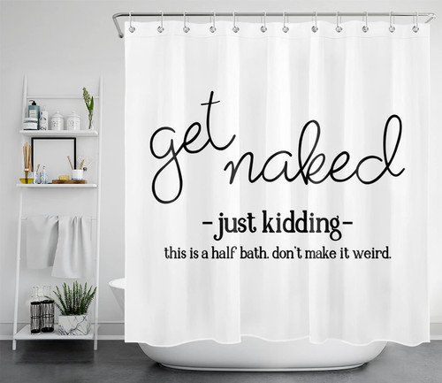 LB Cute Get Naked Shower Curtain Decor, Funny Quotes Motivational Inspirational Cool Words Black and White Shower Curtains 72X79 inch Polyester Fabric Bathroom Decoration Bath Curtains Hooks Included LB Cute Get Naked Shower Curtain Decor, Funny Quotes Motivational Inspirational Cool Words Black and White Shower Curtains 72X79 inch Polyester Fabric Bathroom Decoration Bath Curtains Hooks Included