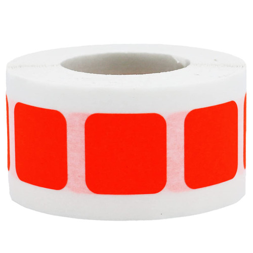 Fluorescent Red Square Color Coding Labels for Organizing Inventory 0.75 Inch Dots 500 Total Adhesive Stickers On A Roll