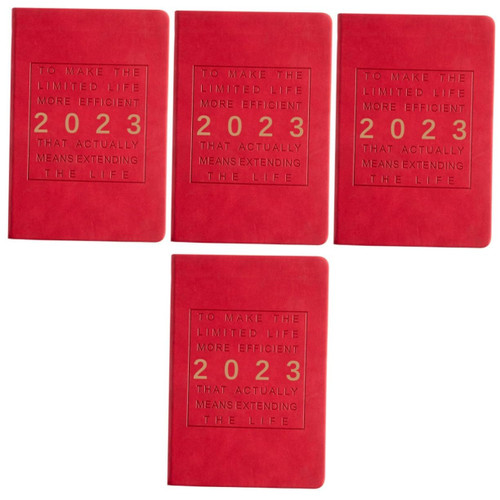 4pcs 2023 Agenda Book Notebooks for Work Notepad for Work 2023 Planner Book Diary Notebook 2023 Planner Diary Book Date Calendar Appointment Calendar Efficient Plan Pad Dating Red