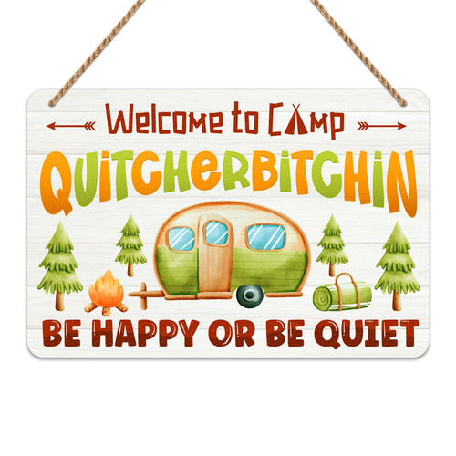 FaCraft Welcome to Camp Quitcherbitchin Sign,8"x10" Funny Camping Decorations Sign Rv Accessories for Inside Watercolor Camping Gifts Plaque Sign for RV Travel Trailers Bar Wall Window Man Cave Decor FaCraft Welcome to Camp Quitcherbitchin Sign,8"x10" Funny Camping Decorations Sign Rv Accessories for Inside Watercolor Camping Gifts Plaque Sign for RV Travel Trailers Bar Wall Window Man Cave Decor