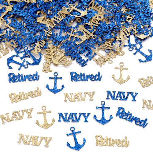 Wonmelody Navy Retirement Table Decoration 120pcs Retired Confetti for Happy Retirement Party Table Decor Farewell Party Retired Birthday Party Table Supplies Retired Party Scatter Confetti Decoration