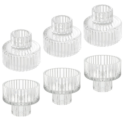 IYOUYA Clear Glass Candle Holders 6PCS for Pillar Candles, Taper Candles, Tealight Candles,Candlestick Holders for Wedding, Festival, Dinning&Party IYOUYA Clear Glass Candle Holders 6PCS for Pillar Candles, Taper Candles, Tealight Candles,Candlestick Holders for Wedding, Festival, Dinning&Party