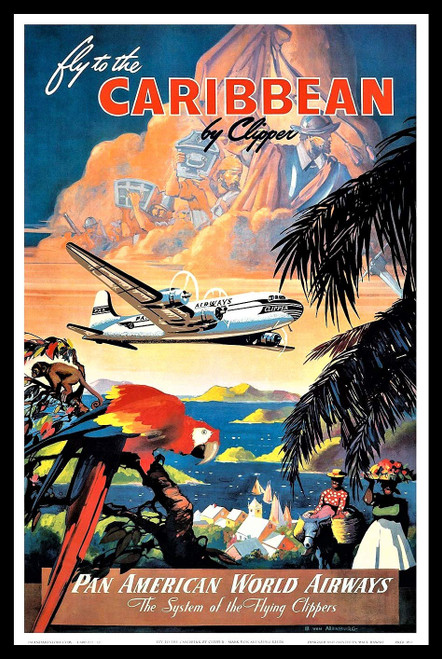 Caribbean Clipper Fridge Magnet 3.5 x 5 Pan Am Travel Poster Magnetic Canvas Print