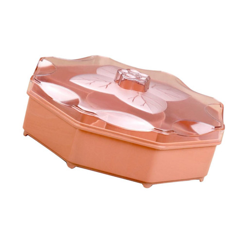 Hemoton 1Pc snack storage box round serving platter compartment snack tray appetizer plates ceramic Snack Plate Nut Serving Container fruit trays veggie tray with lid round tray to rotate