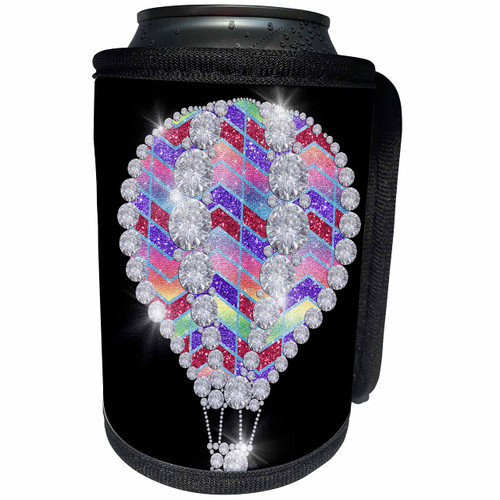 3dRose Glam Cheverson Stripes and Image Of Diamonds Hot Air... - Can Cooler Bottle Wrap (cc_356998_1)