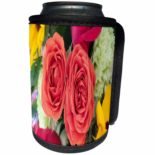 3dRose Image of Closeup Of Peach Roses In A Bouquet - Can Cooler Bottle Wrap (cc-371728-1)