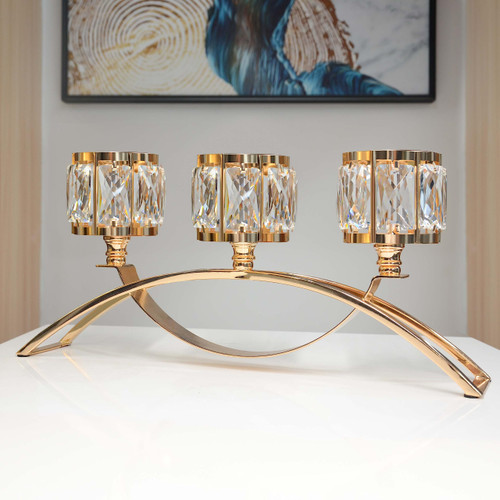 3 Arms Crystal Bowl Tealight Candelabra Votive Candle Stand, Candlestick Holders Wedding centerpieces for Tables Crystal Candlestick?Centerpiece Table Decorations (Gold) 3 Arms Crystal Bowl Tealight Candelabra Votive Candle Stand, Candlestick Holders Wedding centerpieces for Tables Crystal Candlestick?Centerpiece Table Decorations (Gold)
