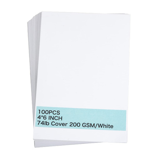 100 Pieces 4" X 6" White Cardstock, Heavyweight Cardstock Sheets Blank Invitation Paper Greeting Cards Printable, 74lb Cover 200 GSM/White