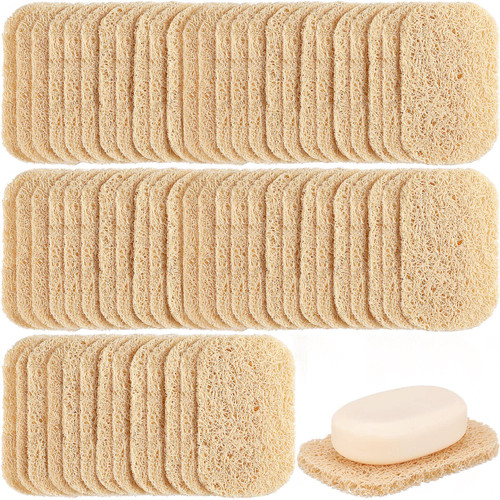 Soap Savers Pads Draining Lift Pad, Dish Soap Holder Bar Soap Saver Holder Accessories Draining Soap Bar Mat Soap Saver Dish for Shower Kitchen Bathroom Travel Hotel Cleaning (Beige, 80 Pcs)