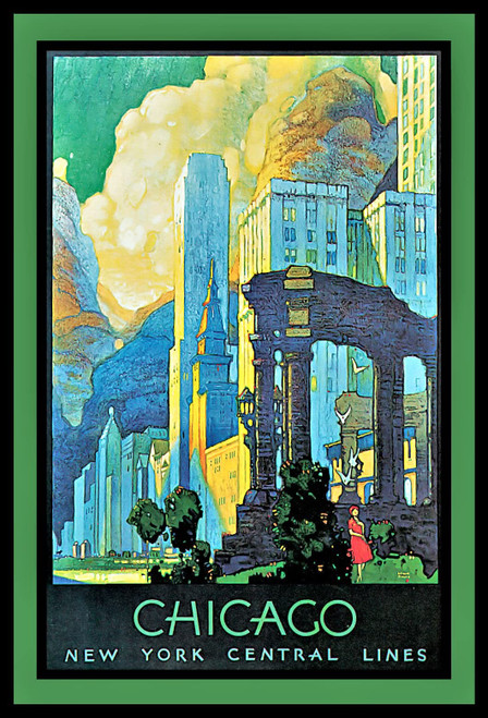 Chicago Central Line Fridge Magnet 3.5 x 5 Vintage Travel Poster Magnetic Canvas Print