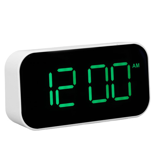 CHICIRIS Digital Alarm Clock, Compact LED Alarm Clock with Dual USB Port, Snooze, 12/24Hr, Volume and Brightness Dimmer for Bedroom Bedside Desk, USB or Battery Powered, White