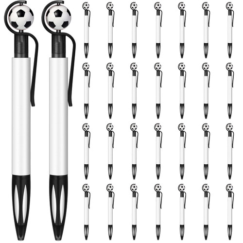 Chinco 30 Pcs Soccer Shape Ballpoint Pen Black Ink Football Pens Retractable Fun Pens Novelty Soccer Pens Sports Writing Pen Stationery for School Office Party Supplies (Black)