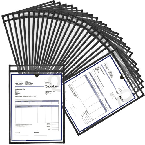 56 Pack Job Ticket Holders Reusable Dry Erase Pockets Plastic 10 x 13.8 Inch Shop Ticket Holders Sheet Protectors Job Order Pockets Teacher Supplies for Office Classroom Organization (Black)