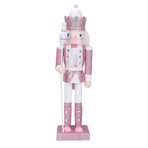 PASOLABE Pink Nutcracker Christmas Decorations 12 Inch Pink Nutcracker Figures Christmas Nutcracker Soldier Wooden Nutcracker Ornaments Glitter Collectible Nutcracker Figures for Xmas Gifts